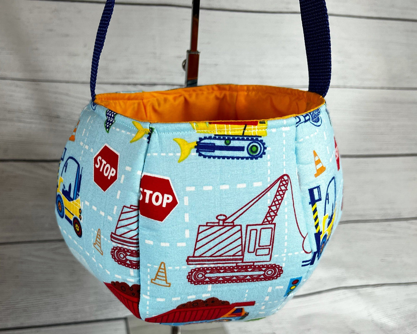 Construction Bag - Tote - Red Stop Sign - Wrecking Ball - Fork Lift - Excavator - Gift - Everyday - Holiday - Easter - Halloween - Party
