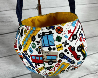 Planes Trains and Automobiles Bag Tote - Traffic Signs - Kids - Cars - Street Signs - Gift - Everyday - Holiday - Easter - Halloween - Party