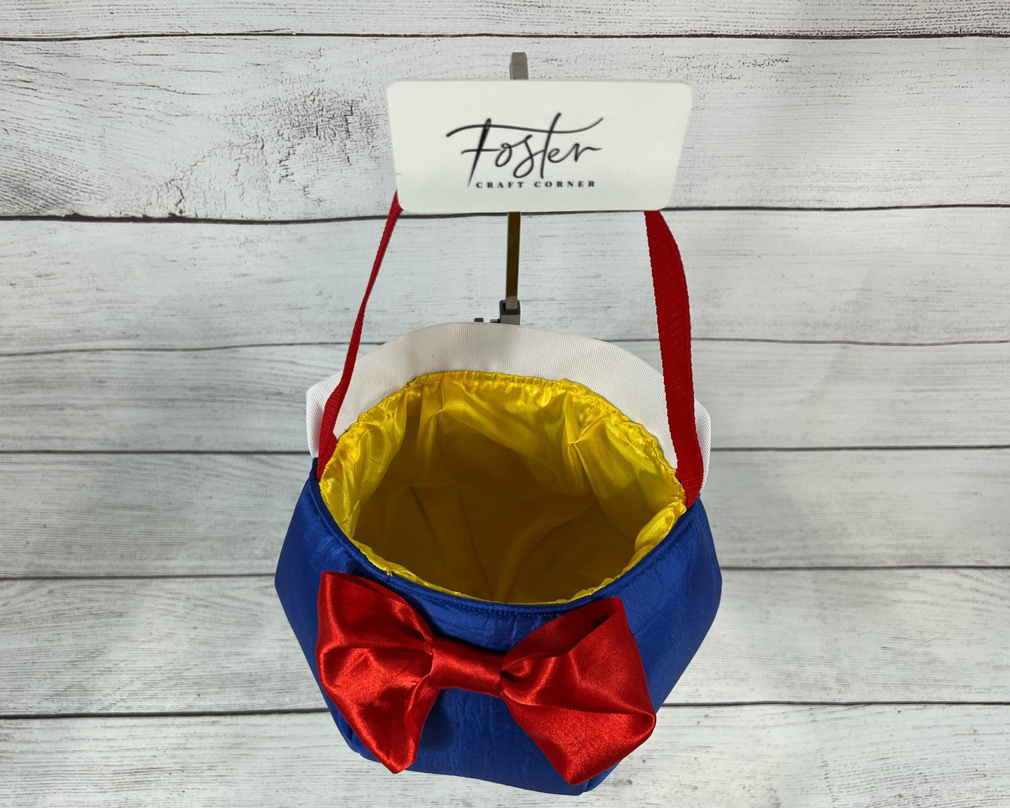 Blue, Yellow and Red Princess Tote Bag - Red Bow - White Trim - Royal Blue - Birthday - Everyday - Holiday - Easter - Halloween - Party