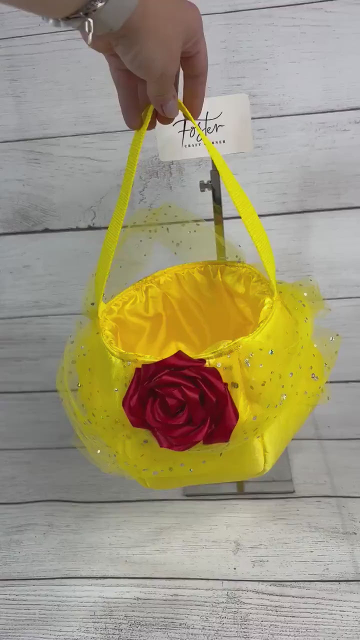 Color Princess Tote Bag w/wo Rose - Rose - Princess - Dress up - Tulle - Fun - Gift - Accessories - Everyday - Holiday - Easter - Halloween