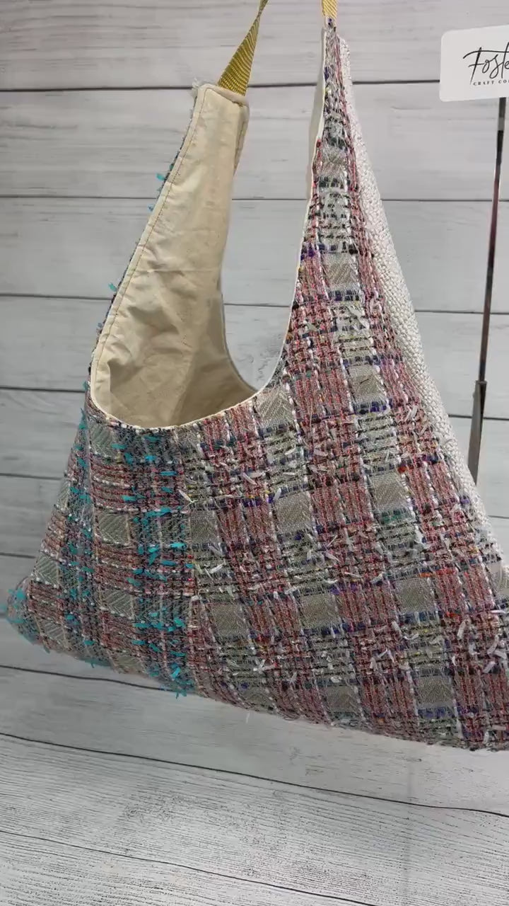 Linton Tweed Fabric One of a Kind Hobo Tote with two pieces of