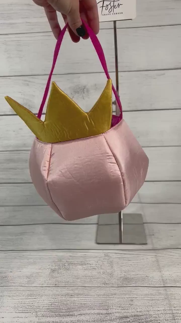 Pink Princess with Gold Crown Tote Bag - Unique Gift - Dress Up Accessories - Birthday - Everyday - Holiday - Easter - Halloween - Party