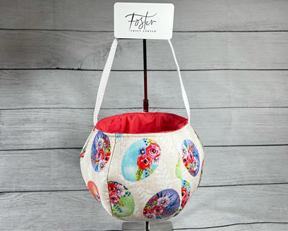 Easter and Flower Egg Bag - Bag - Tote - Floral - Eggs - Easter Egg - Multi-Colored - Everyday - Holiday - Easter - Halloween - Party - Gift