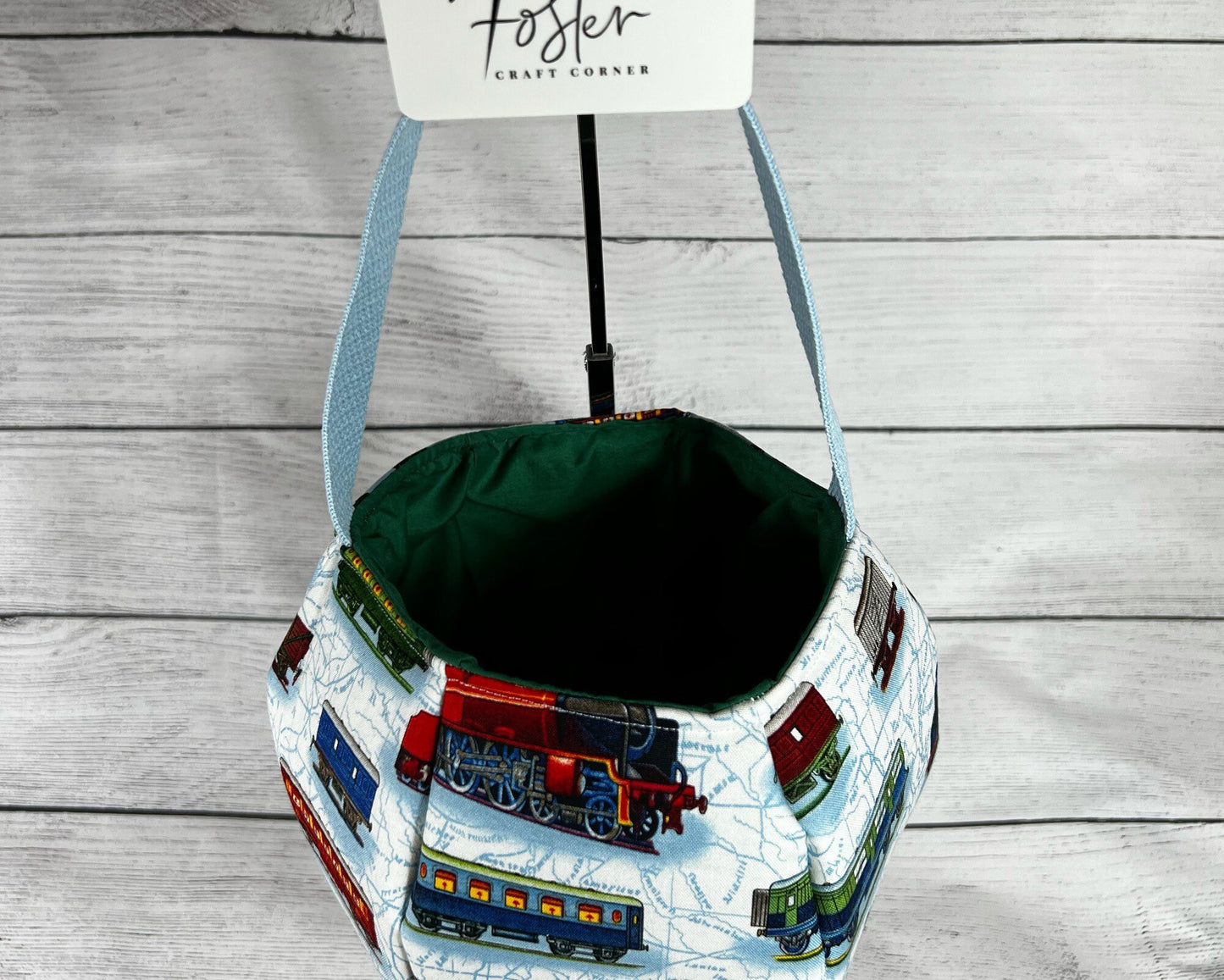 Trains and Map Tote Bag - Bag - Tote - Maps - Colorful Trains - Caboose - Choo Choo -Engine - Gift - Everyday - Holiday - Easter - Halloween
