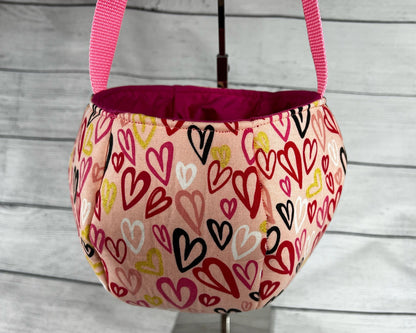 Red and Pink Heart Tote Bag - Hearts - Patter - Gold Glitter - Fun - Multi-Colored - Everyday - Holiday - Easter - Halloween - Party - Gift