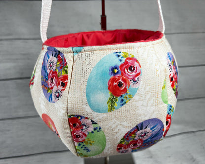 Easter and Flower Egg Bag - Bag - Tote - Floral - Eggs - Easter Egg - Multi-Colored - Everyday - Holiday - Easter - Halloween - Party - Gift