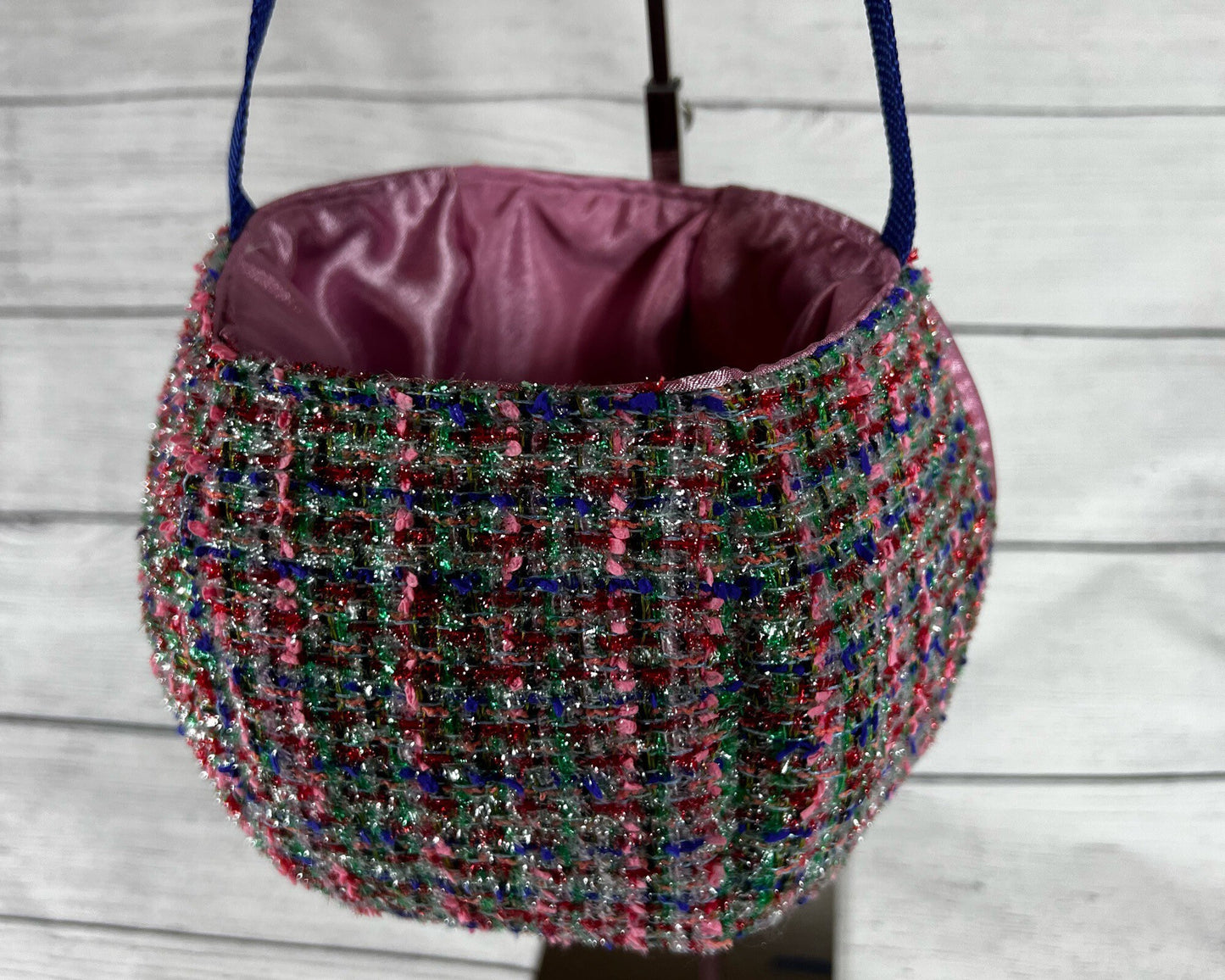 ONE OF A KIND Premium Unique Color Metallic Linton Tweed and Satin Tote Bag - Shiny -Everyday - Holiday - Easter - Halloween - Party -Gift
