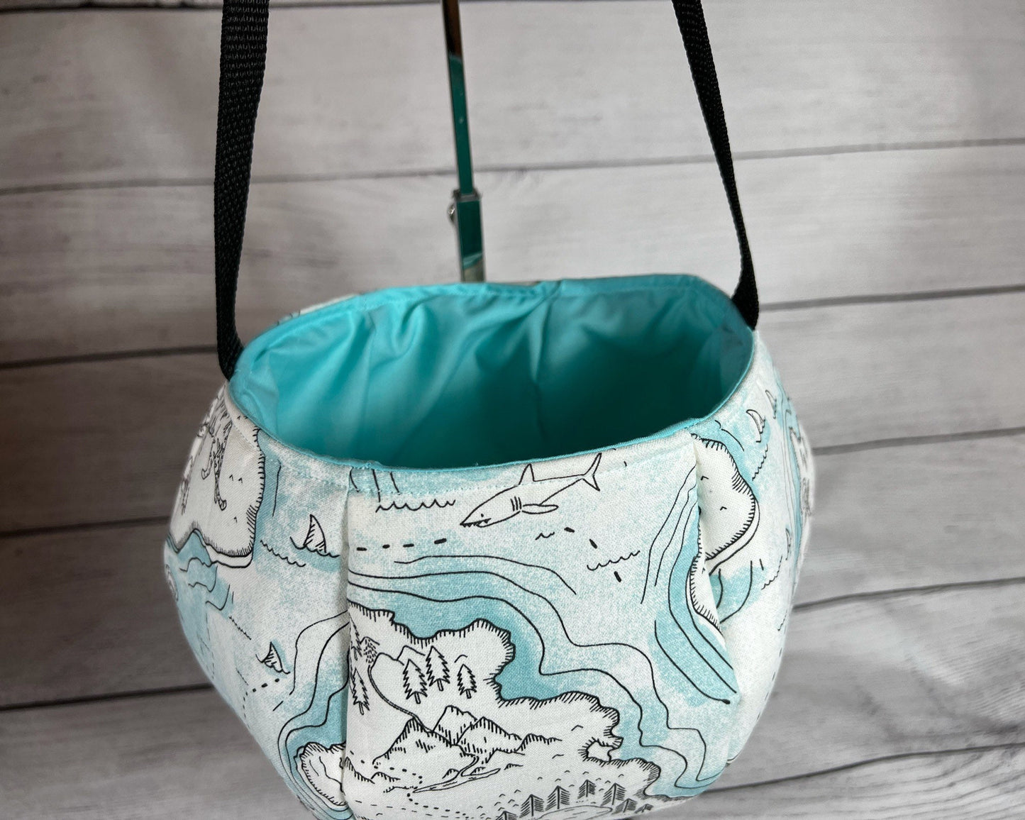 Ocean Map Tote Bag - Bag - Tote - X Marks the Spot - Sharks - Boats - Pirates - Party - Gift - Everyday - Holiday - Easter - Halloween