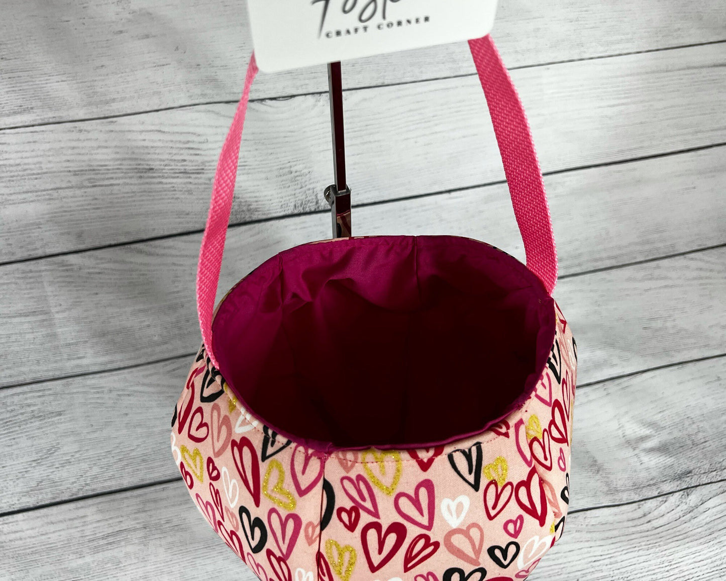 Red and Pink Heart Tote Bag - Hearts - Patter - Gold Glitter - Fun - Multi-Colored - Everyday - Holiday - Easter - Halloween - Party - Gift
