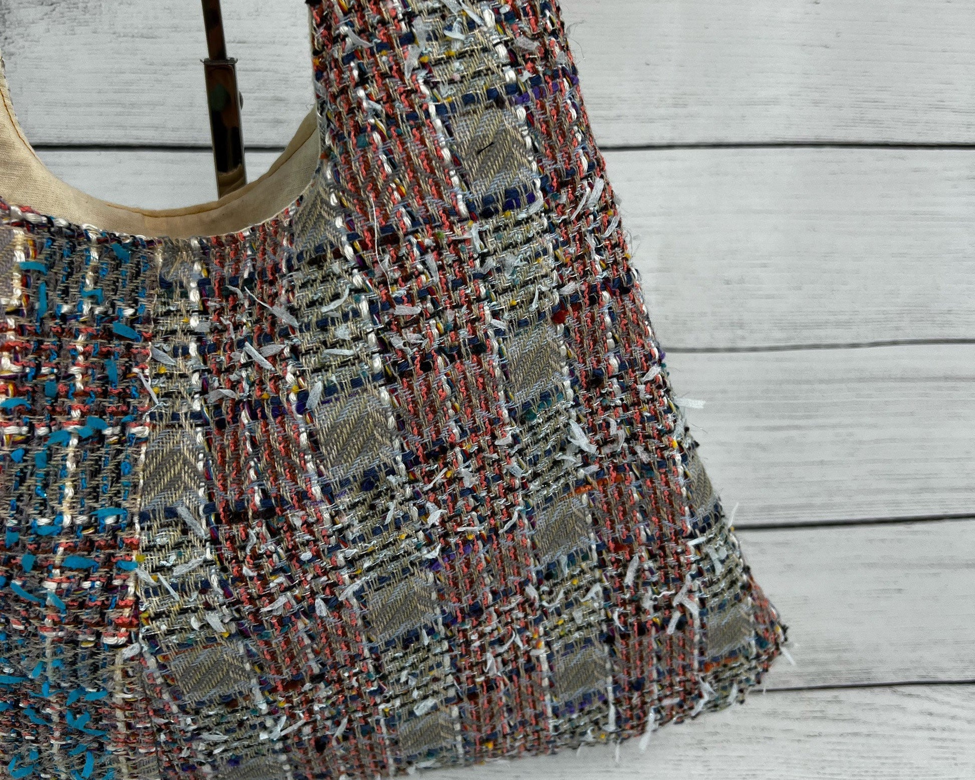 Linton Tweed Fabric One of a Kind Hobo Tote with two pieces of Tweed-  Handbag - Unique Bag - Cool Hobo - Fun Tote - Smaller Hobo - Shoulder