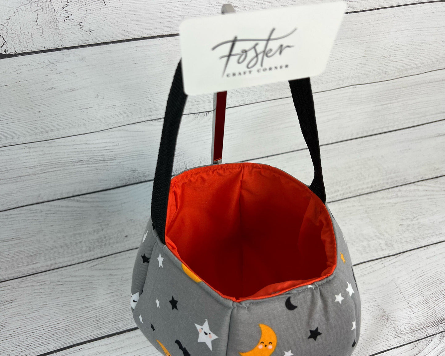 Moon, Stars and Bats Halloween Tote Bag - Grey Halloween - Soft Bag - Kids - Smile - Everyday - Holiday - Easter - Halloween - Party - Gift