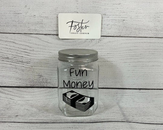 Plastic School and Other Custom Saving Jar Jars - Save Jar - Money - Personalized - Money Bucket - Philosophy - Long Term Goal