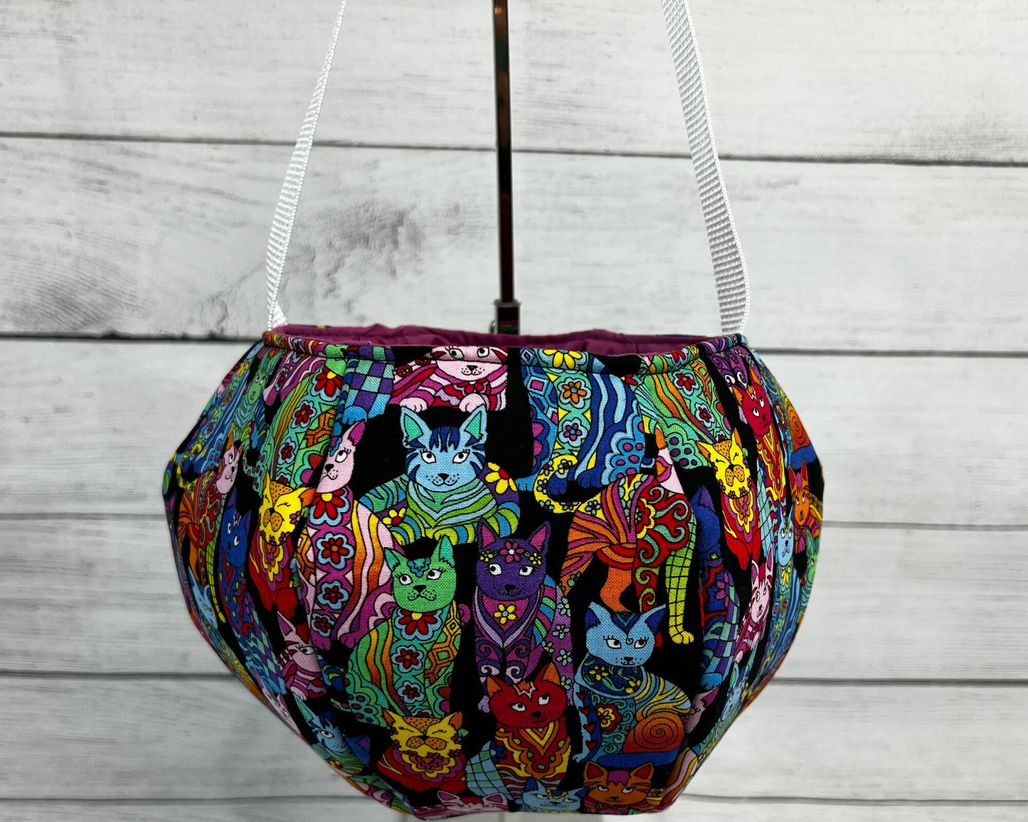 1 LEFT: Multi-Colored Cat  Tote Bag - Whiskers - Colorful - Animal - Beautiful - Party - Gift - Everyday - Holiday - Easter - Halloween