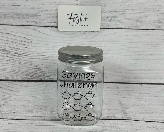 Plastic Savings Challenge and Other Custom Saving Jar Jars - Save Jar - Money - Personalized - Money Bucket - Philosophy - Long Term Goal
