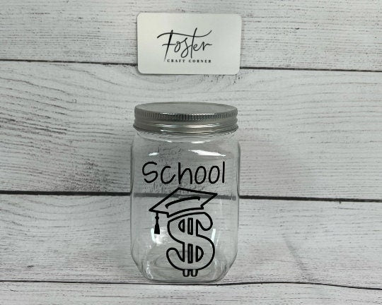 SMALL VINYL ONLY Set of 1 Saving Image - Save Jar - Money - Personalized - Money Bucket - Philosophy - Long Goal - Custom Image Available