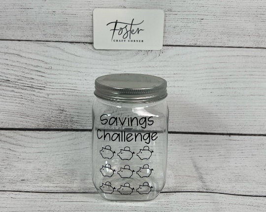 SMALL VINYL ONLY Set of 1 Saving Image - Save Jar - Money - Personalized - Money Bucket - Philosophy - Long Goal - Custom Image Available