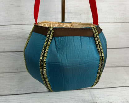 Teal and Brown Princess Tote Bag - Dress Up Accessories - Flower Girl - Woven Trim - Fun - Everyday - Holiday - Easter - Halloween - Party