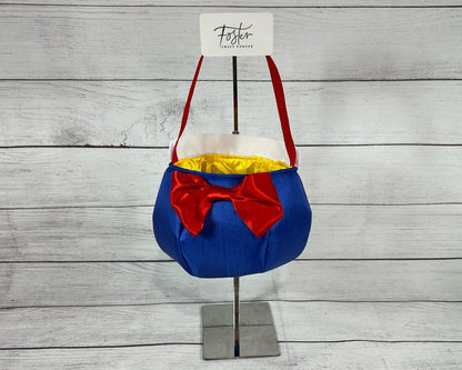 Blue, Yellow and Red Princess Tote Bag - Red Bow - White Trim - Royal Blue - Birthday - Everyday - Holiday - Easter - Halloween - Party