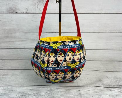 Wonder Woman Hand-Made Tote Bag - Female Super Hero - Flying - Super Hero - Everyday - Holiday - Gift - Easter - Halloween - Party