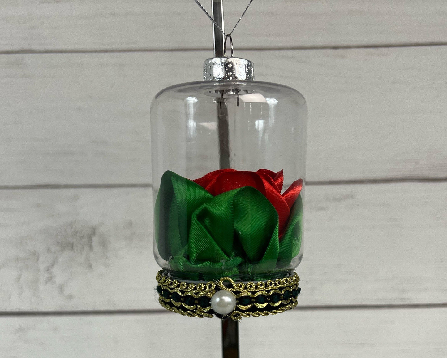 Ribbon Rose Ornament - Handmade - Red Rose - Beautiful Tree Ornament - Christmas - Christmas Tree - Gift Ideas - Teacher - Stocking Stuffer
