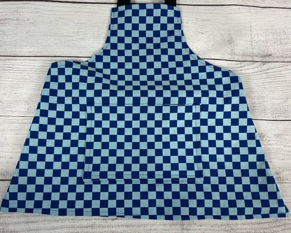 Toddler Apron - Kitchen - Cooking - Early Cooking Skills - Toddler Messes - Toddler Accessories - Blue Checker - Racing Checks - Small Apron