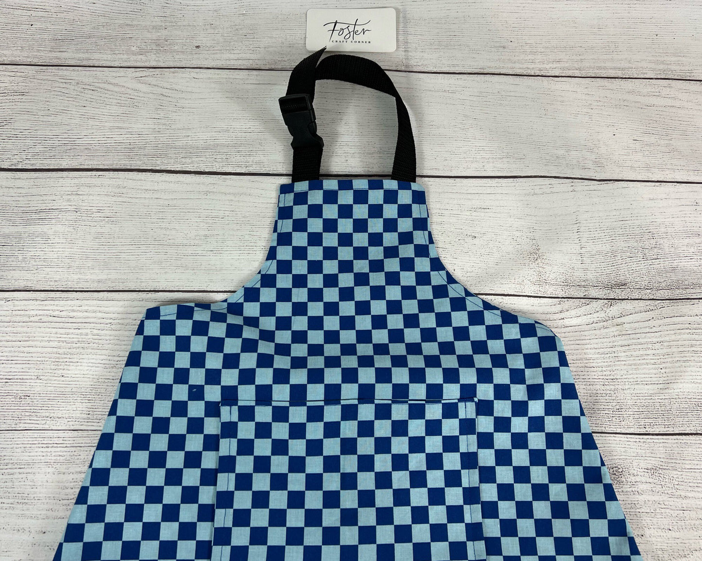 Toddler Apron - Kitchen - Cooking - Early Cooking Skills - Toddler Messes - Toddler Accessories - Blue Checker - Racing Checks - Small Apron