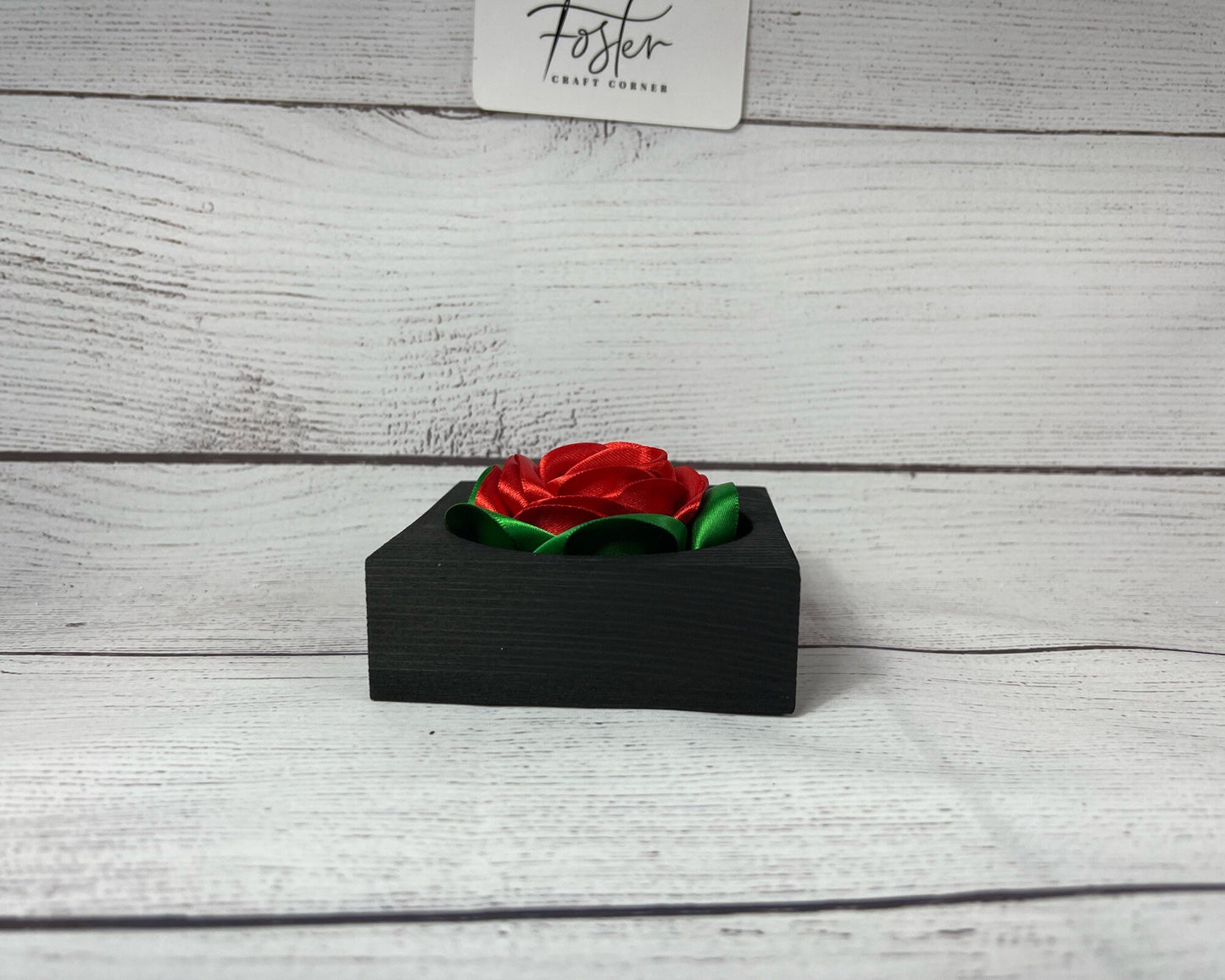 Ribbon Rose Wood Piece - Handmade - Red Rose - Valentine's Day - Love - Sustainable Flower - Unique - Gift Ideas - Stocking Stuffer - Pretty