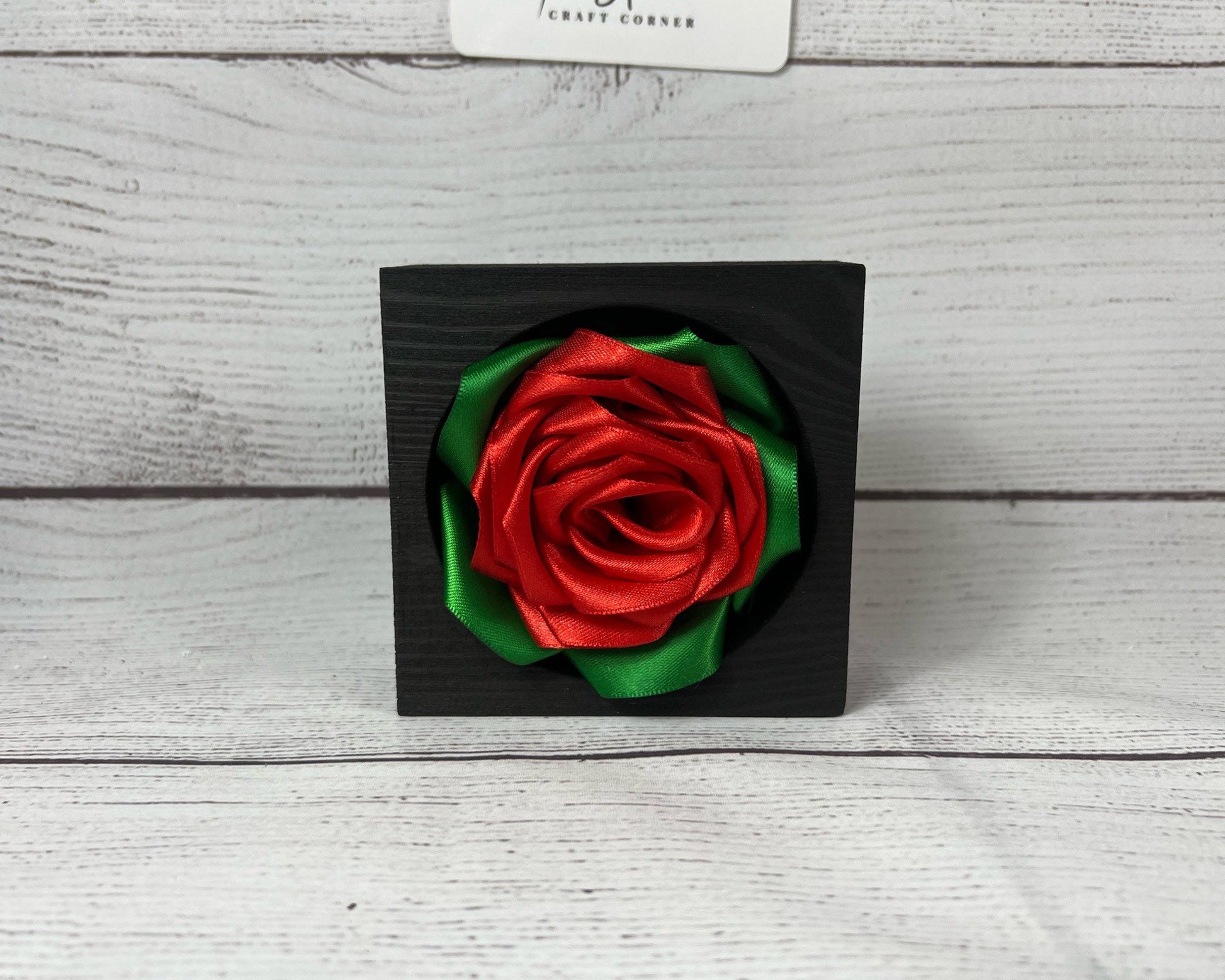 Ribbon Rose Wood Piece - Handmade - Red Rose - Valentine's Day - Love - Sustainable Flower - Unique - Gift Ideas - Stocking Stuffer - Pretty