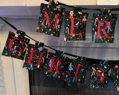 Merry Christmas Fabric Sign - Sustainable Sign - Christmas Decor - Signs - Custom Signs - Xmas Banner - Holiday Flags - Nuckcracker
