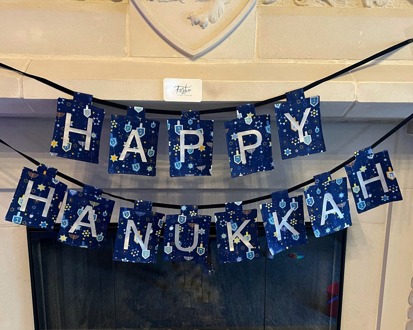 Happy Hanukkah Fabric Sign - Sustainable Sign - Chanukkah Decor - Signs - Custom Signs - Jewish Banner - Holiday Flags - 8 Nights Decor